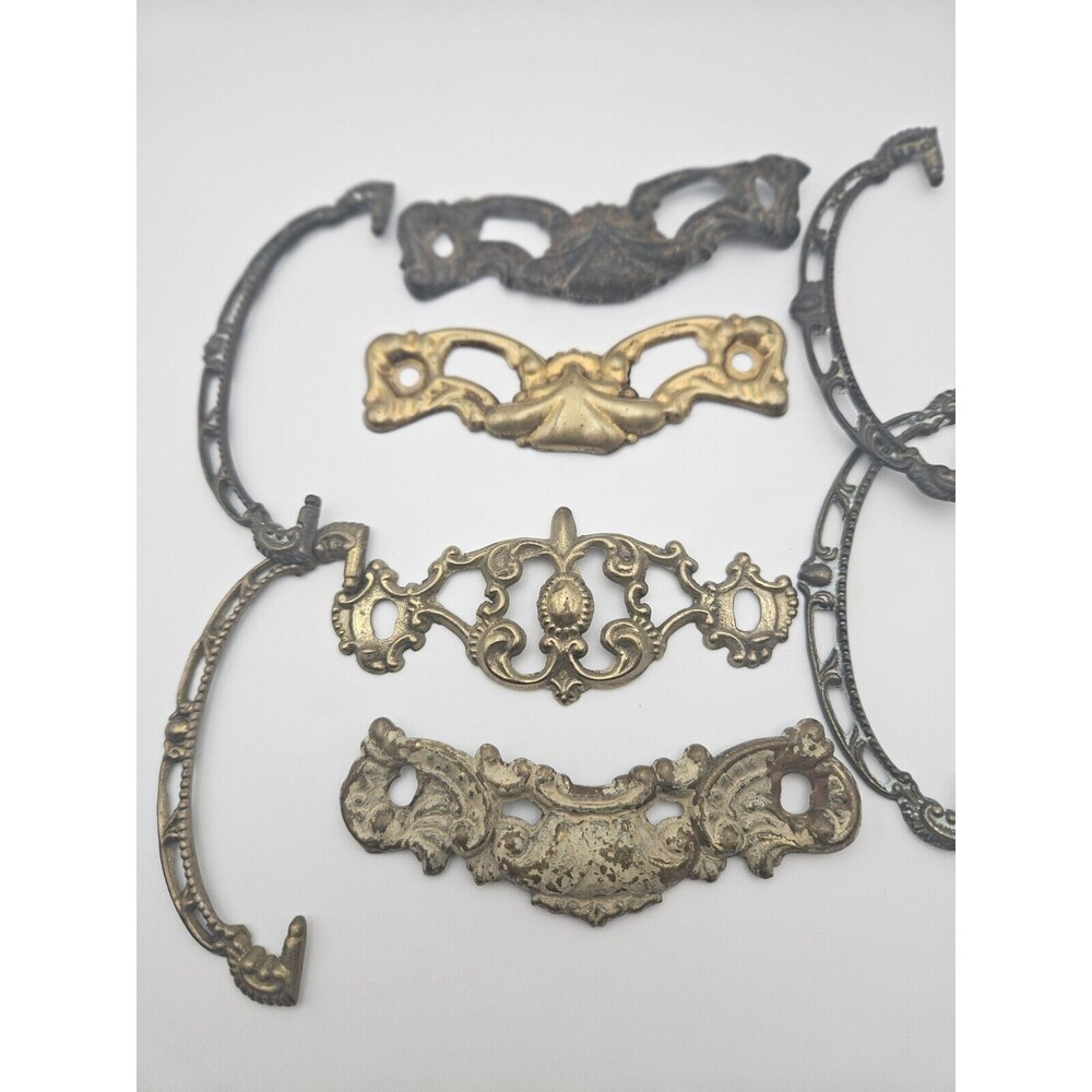 Antique Hardware lot Of 8 Handles Craft Jewelry Mix Media